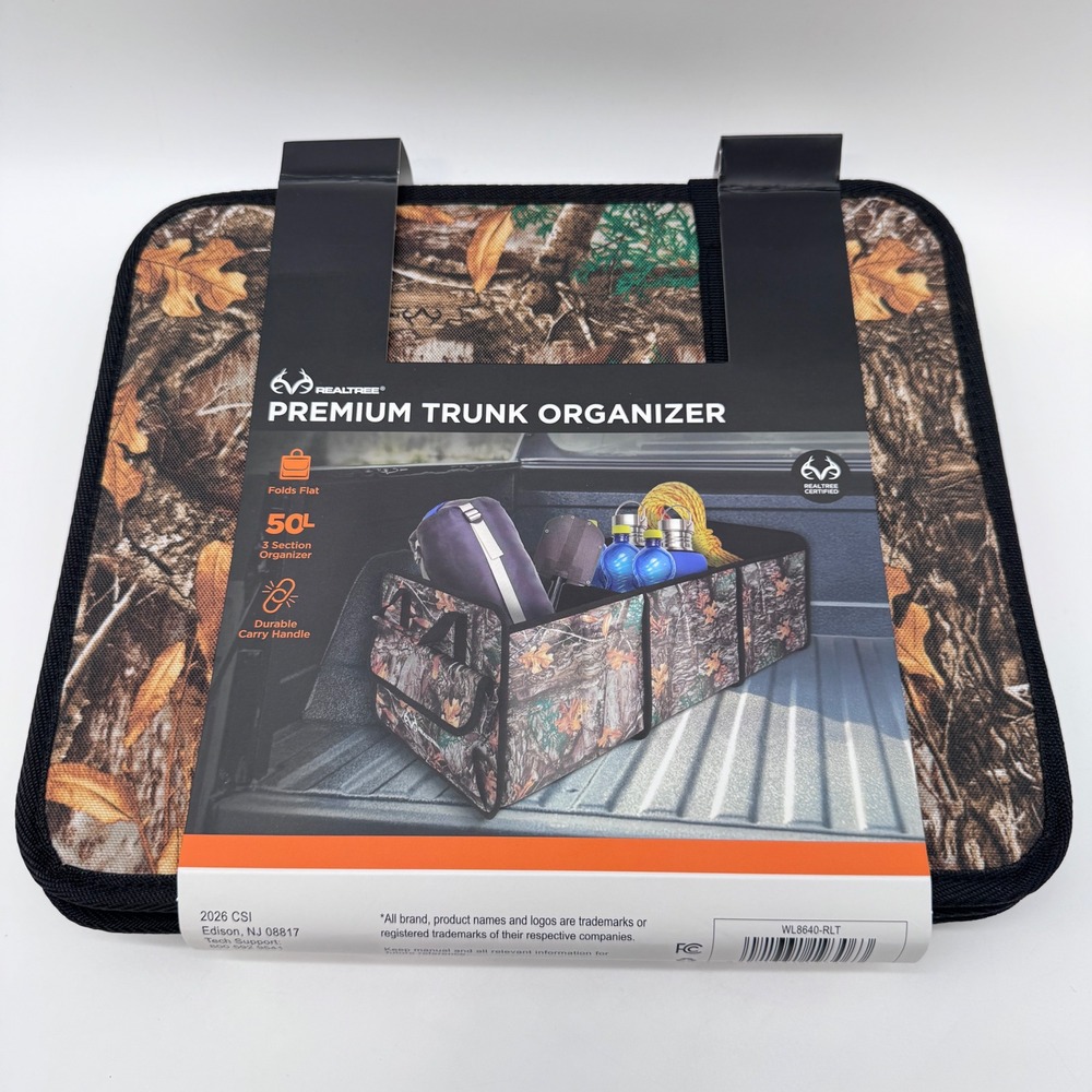 Realtree Trunk Organizer 50L Camo Premium 3-Section Folding Cargo Bag